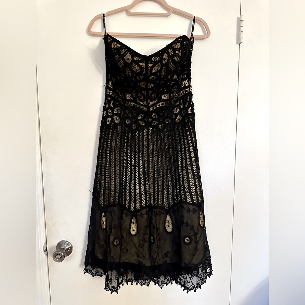 Betsey Johnson Y2K Black Lace Crochet Overlay Dress